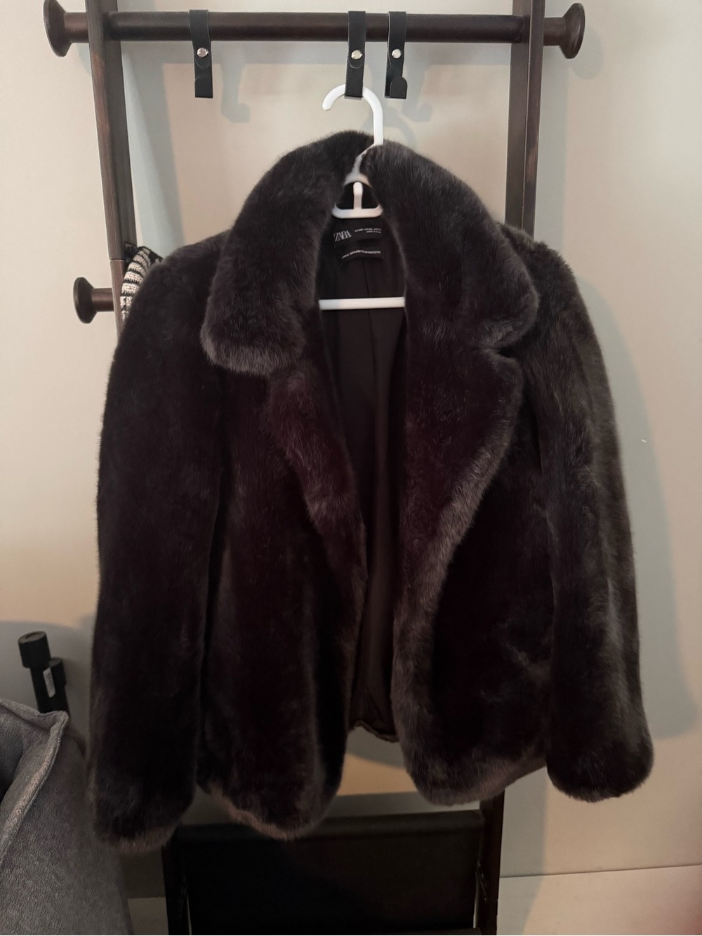 Zara Dark Brown Faux Fur Jacket - Plush Short Coat